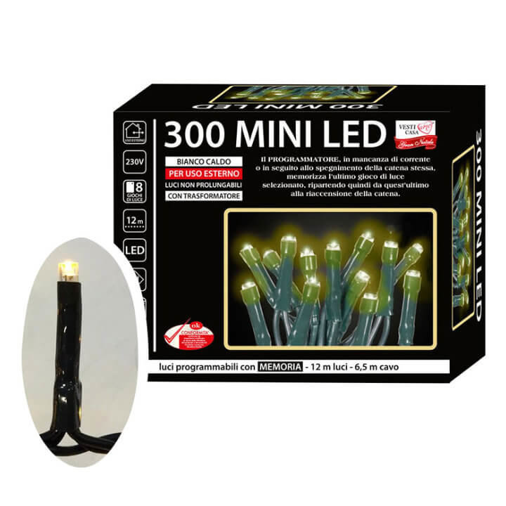žaruljice za bor mini led 300/1 toplo bijele s funkcijama vanjske