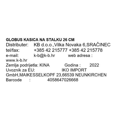 GLOBUS KASICA NA STALKU 26 CM