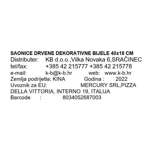 SAONICE DRVENE DEKORATIVNE BIJELE 40x18 CM