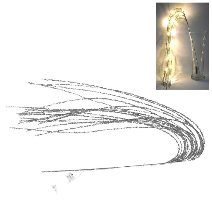 GRANA DEKORATIVNA SREBRNA S LED SVJETLIMA 63 CM