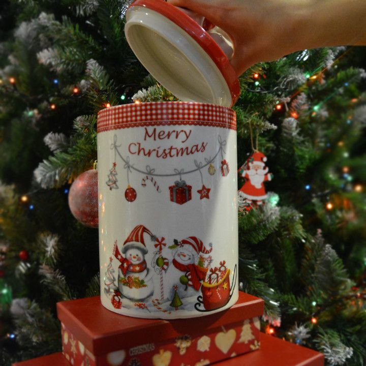 POSUDICA S POKLOPCEM KERAMIČKA - BOŽIĆNJAK I BOR 23 CM SORT