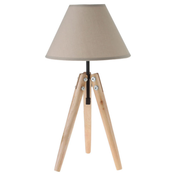 LAMPICA NOĆNA NA DRVENOM STALKU NATUR-KREM 44x25 CM
