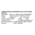 LAMPICA NOĆNA NA DRVENOM STALKU NATUR-KREM 44x25 CM
