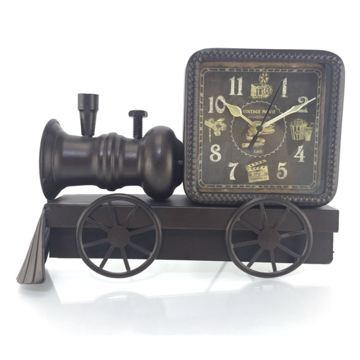SAT STOLNI METALNI LOKOMOTIVA - CRNA BOJA 30x8x21 CM