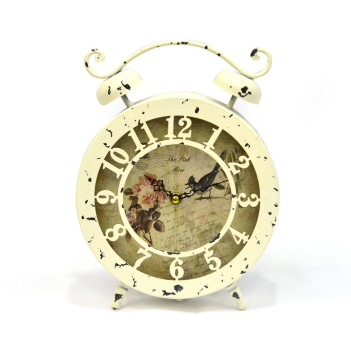 STOLNI SAT METALNI - ANTIK BIJELA BOJA 21x7x30 CM