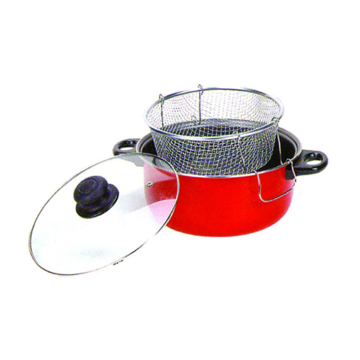 FRITEZA POSUDA S MREŽICOM I STAKLENIM POKLOPCEM 26 CM / 4 MM
