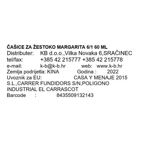 ČAŠICE MARGARITA ZA ŽESTOKO 6/1 60 ML