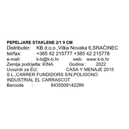 PEPELJARE STAKLENE 2/1 9 CM