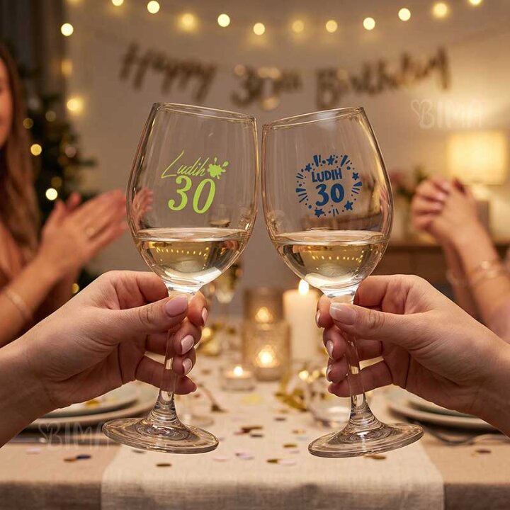ČAŠA ZA VINO S NATPISOM - Ludih 30 U POKLON KUTIJI 370 ML