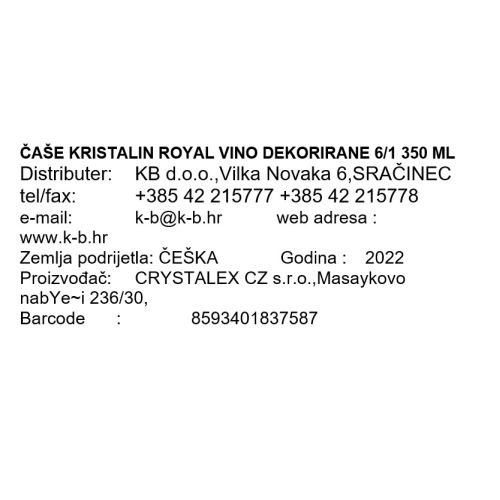 ČAŠE KRISTALIN ROYAL VINO DEKORIRANE 6/1 350 ML