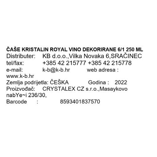 ČAŠE KRISTALIN ROYAL VINO DEKORIRANE 6/1 250 ML