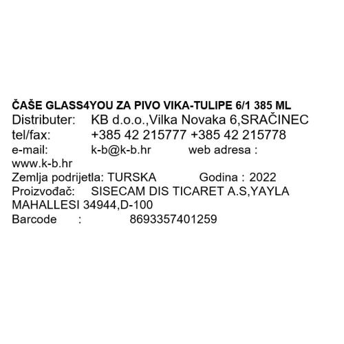ČAŠE GLASS4YOU ZA PIVO VIKA-TULIPE 6/1 385 ML