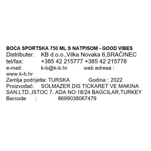 BOCA SPORTSKA 750 ML S NATPISOM - GOOD VIBES