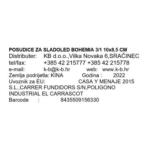 ZDJELICE ZA SLADOLED BOHEMIA 3/1 10x8,5 CM