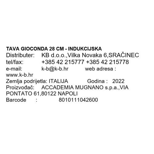 TAVA GIOCONDA 28 CM - INDUKCIJSKA
