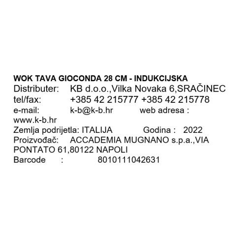 WOK TAVA GIOCONDA 28 CM - INDUKCIJSKA