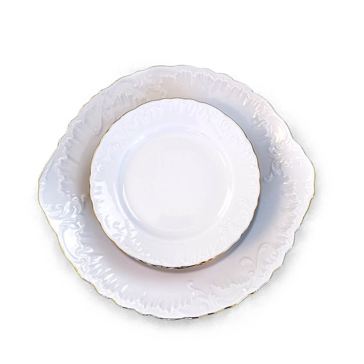 SET ZA KOLAČE PORCULANSKI 7 DIJELNI - ZLATNI RUB