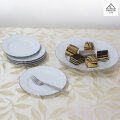 SET ZA KOLAČE PORCULANSKI 7 DIJELNI - SREBRNI RUB