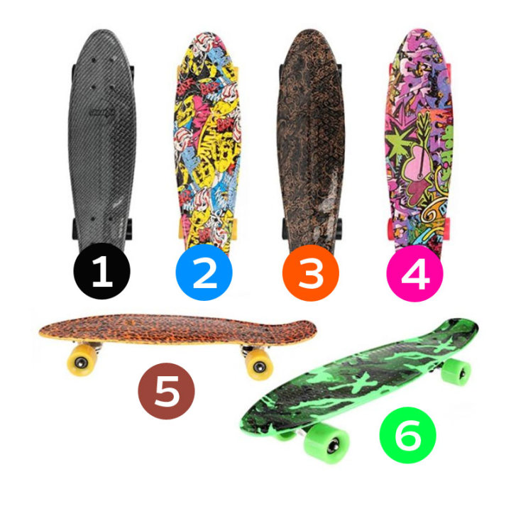 SKATEBOARD 60 CM VELIKI KOTAČI I PRINTANI DEKOR - SORT