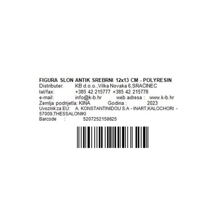 FIGURA SLON ANTIK SREBRNI 12x13 CM - POLYRESIN