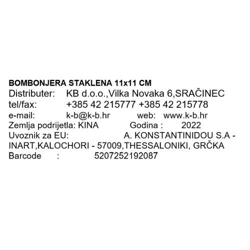 BOMBONJERA STAKLENA 11x11 CM