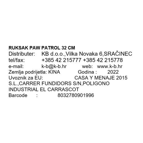 RUKSAK PAW PATROL 32 CM