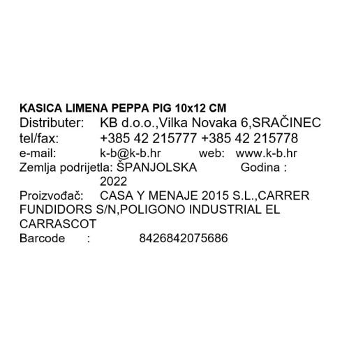 KASICA LIMENA PEPPA PIG 10x12 CM