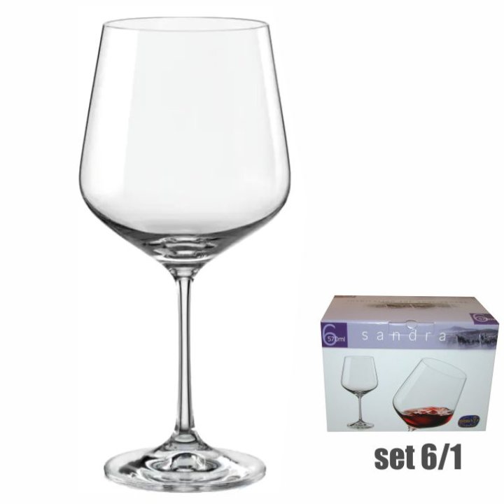 ČAŠE KRISTALIN SANDRA CRNO VINO 6/1 570 ML