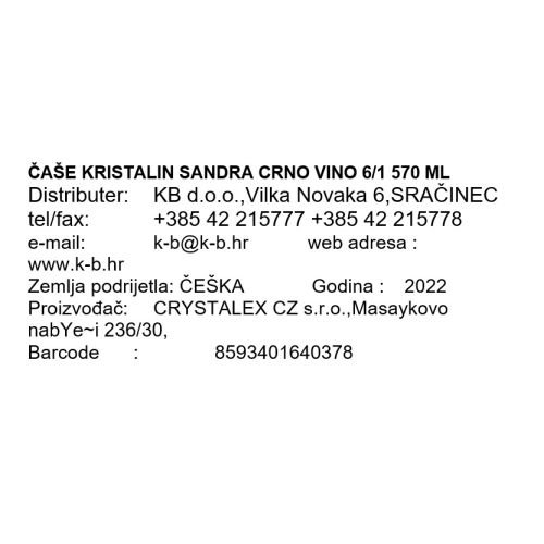ČAŠE KRISTALIN SANDRA CRNO VINO 6/1 570 ML