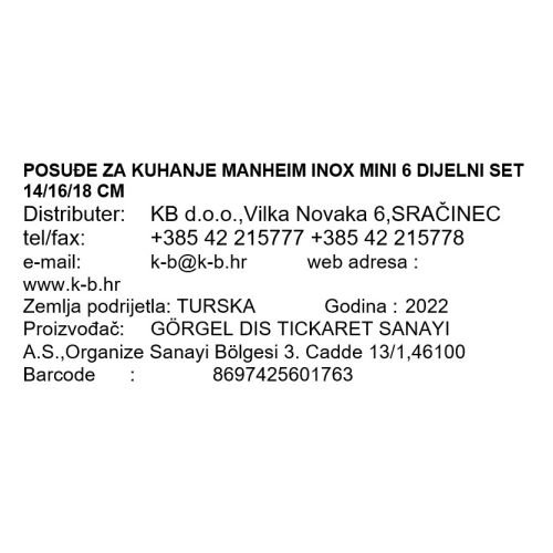 POSUĐE ZA KUHANJE MANHEIM INOX MINI 6 DIJELNI SET 14/16/18 CM