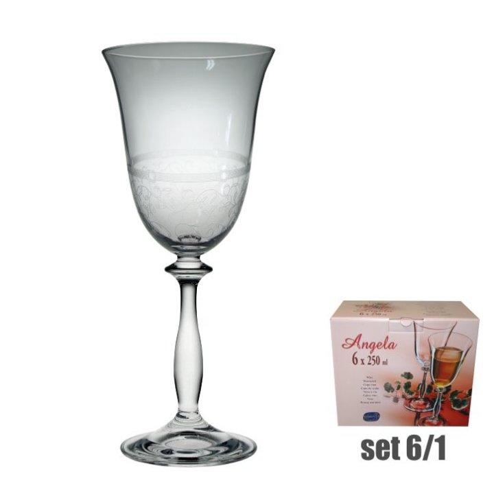 ČAŠE KRISTALIN ANGELA VINO 6/1 250 ML - DEKORIRANE