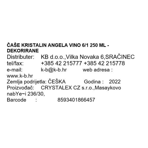 ČAŠE KRISTALIN ANGELA VINO 6/1 250 ML - DEKORIRANE