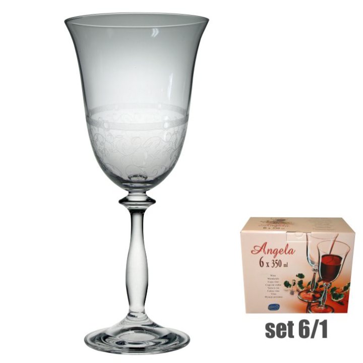 ČAŠE KRISTALIN ANGELA VINO 6/1 350 ML - DEKORIRANE