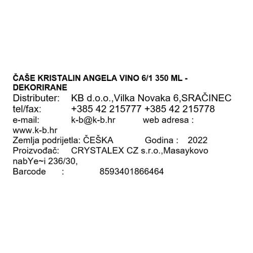 ČAŠE KRISTALIN ANGELA VINO 6/1 350 ML - DEKORIRANE