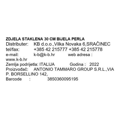 ZDJELA STAKLENA 30 CM BIJELA PERLA