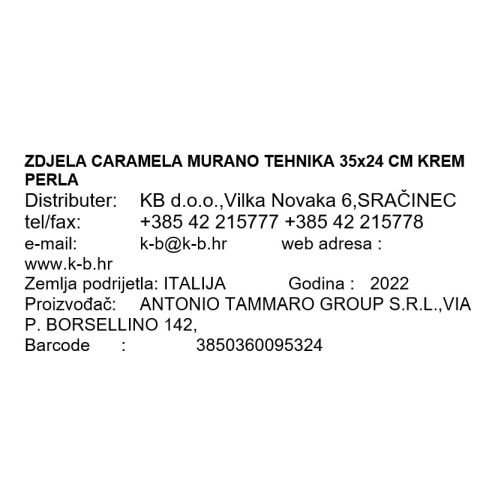 ZDJELA CARAMELA MURANO 35x24 CM KREM PERLA