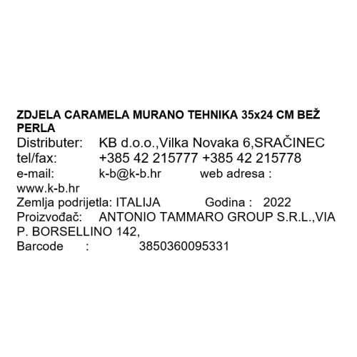 ZDJELA CARAMELA MURANO 35x24 CM BEŽ PERLA