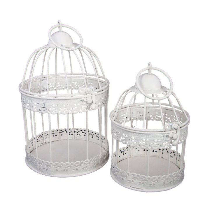 UKRASNI KAVEZI ZA PTICE ZA CVIJEĆE METALNI 2/1 KREM 21x14x14 CM / 17x11x11 CM