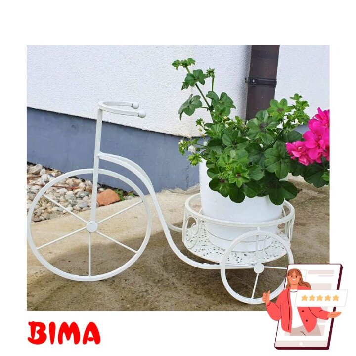 STALAK ZA CVIJEĆE TRICIKL METALNI KREM 55x25x32 CM