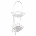 STALAK DEKORATIVNI METALNI S DVIJE ČETVRTASTE KOŠARICE KREM 73x23x23 CM