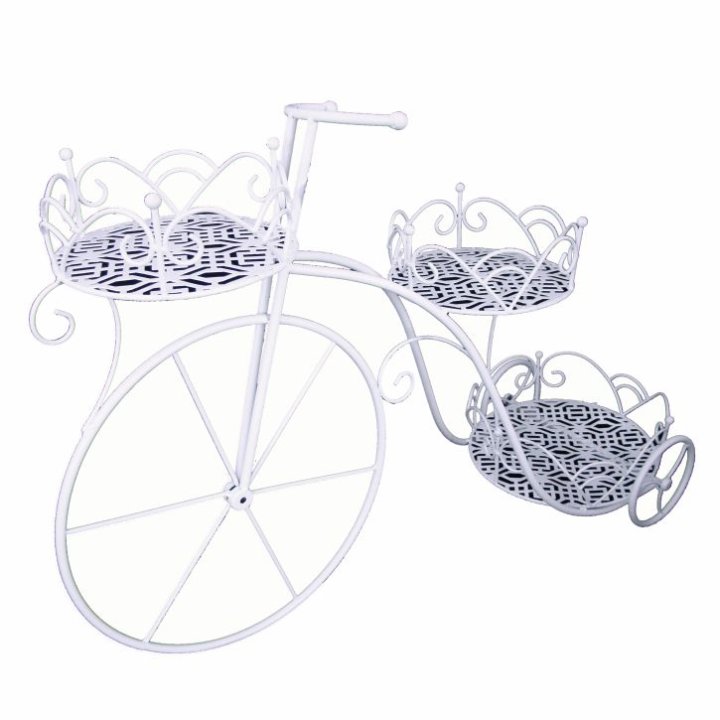 STALAK ZA CVIJEĆE (3 TEGLE) TRICIKL METALNI BIJELI 75x25x45 CM