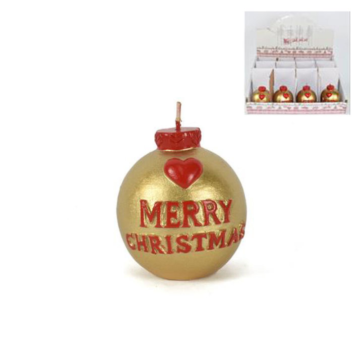 SVIJEĆA KUGLA ZLATNO-CRVENA 6 CM - MERRY CHRISTMAS
