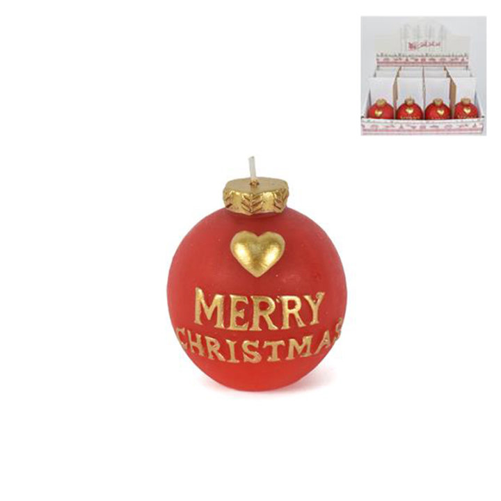 SVIJEĆA KUGLA CRVENO-ZLATNA 6 CM - MERRY CHRISTMAS