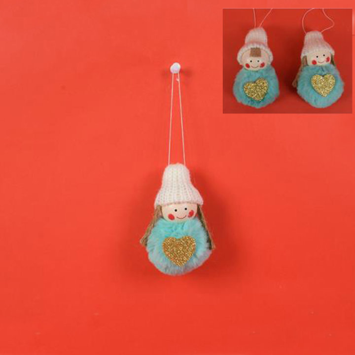 DEKORACIJA ZA BOR LUTKICA BOŽIĆNA 5,5x9 CM - TIRKIZNA