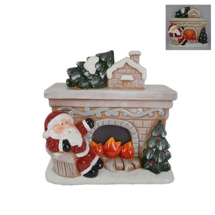 FIGURA BOŽIĆNJAK S KAMINOM I SVJETLOM 17 CM