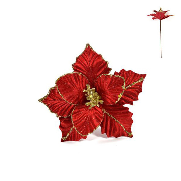 CVIJET ZVIJEZDA DEKORATIVNA CEVENO-ZLATNA 20 CM