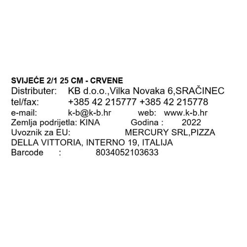 SVIJEĆE 2/1 25 CM - CRVENE