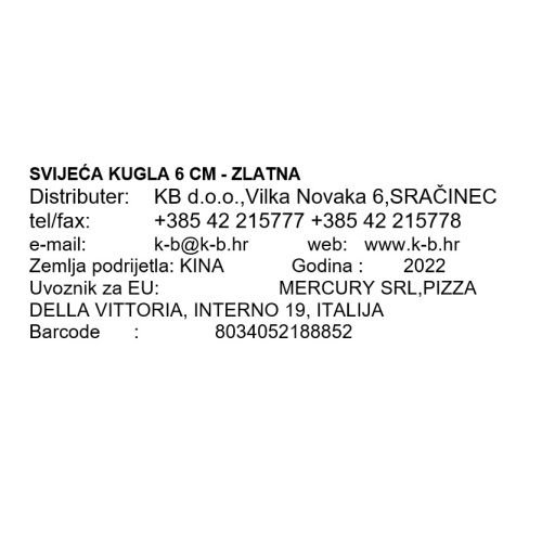 SVIJEĆA KUGLA 6 CM - ZLATNA