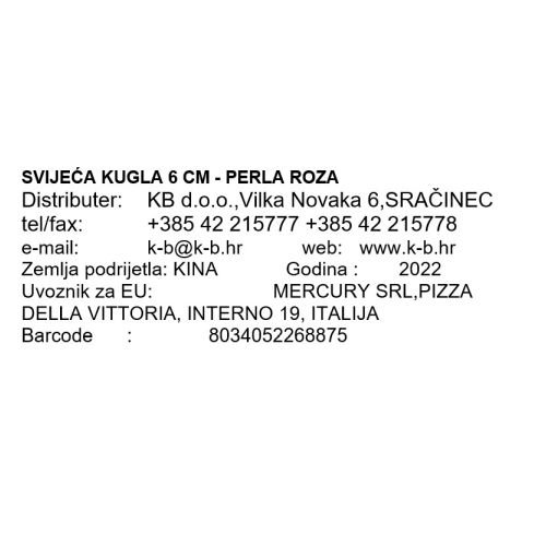 SVIJEĆA KUGLA 6 CM - PERLA ROZA