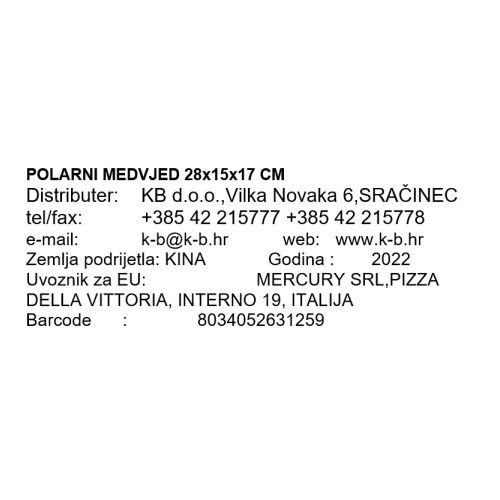 POLARNI MEDVJED 28x15x17 CM